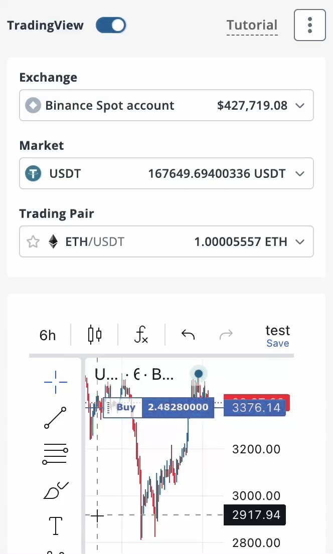 Smart trade interface preview